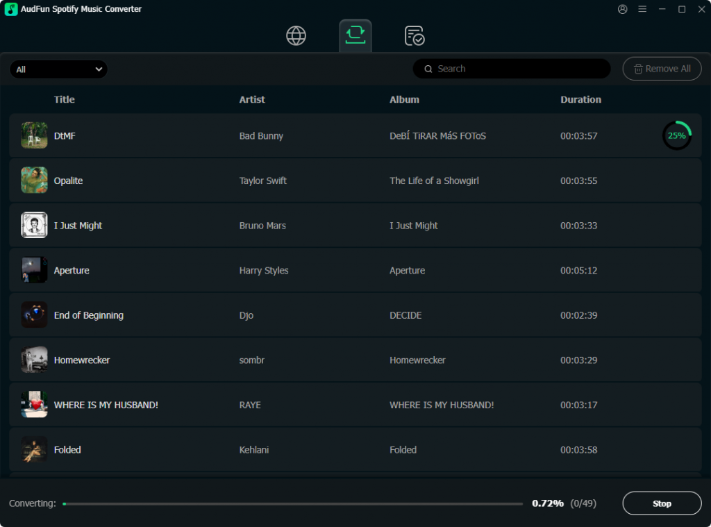 convert spotify music with audfun