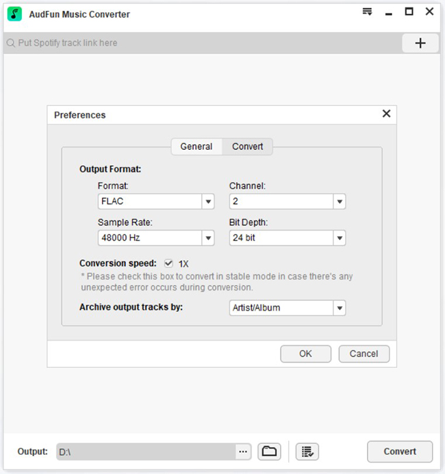 set spotify format as flac