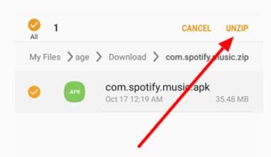 unzip spotify premium apk file