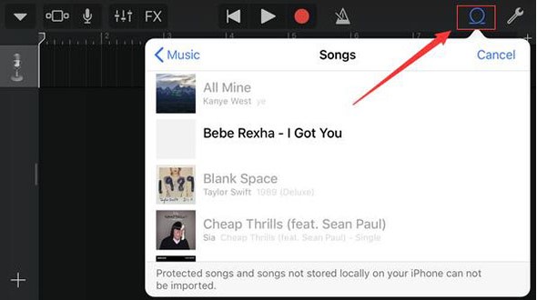 import songs from spotify to garageband on iphone