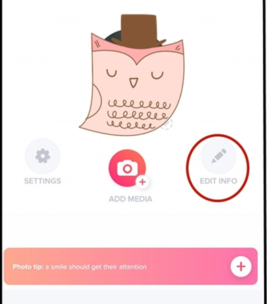 tinder edit info button