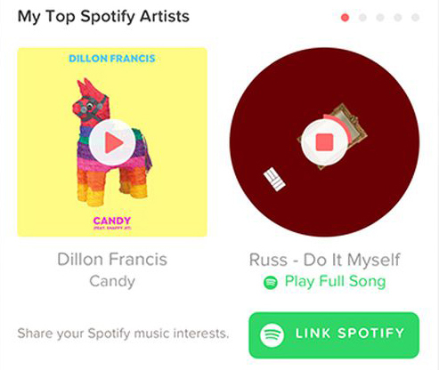 tinder spotify top artists