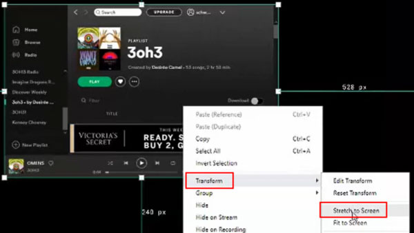 transfer spotify to screen in streamlabs
