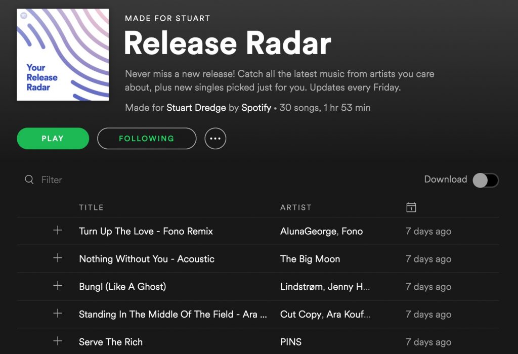 release radar plugins for spotify