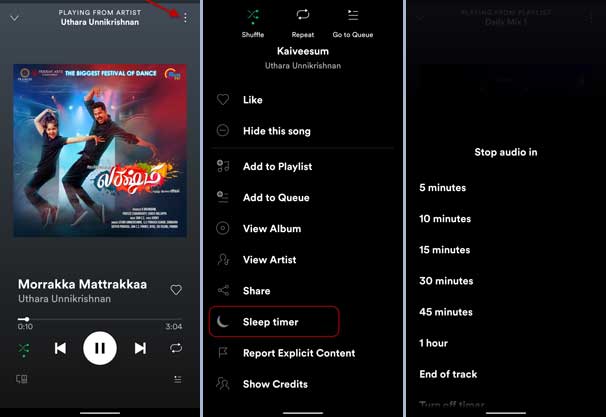 spotify sleep timer
