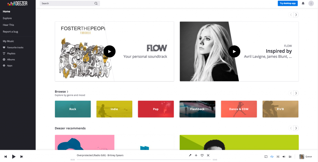 deezer interface
