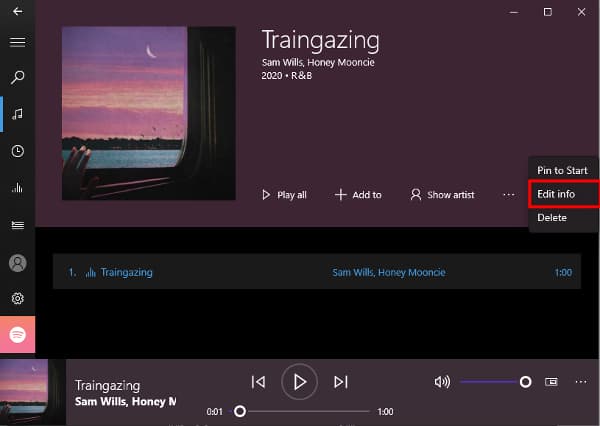edit info of the spotify album