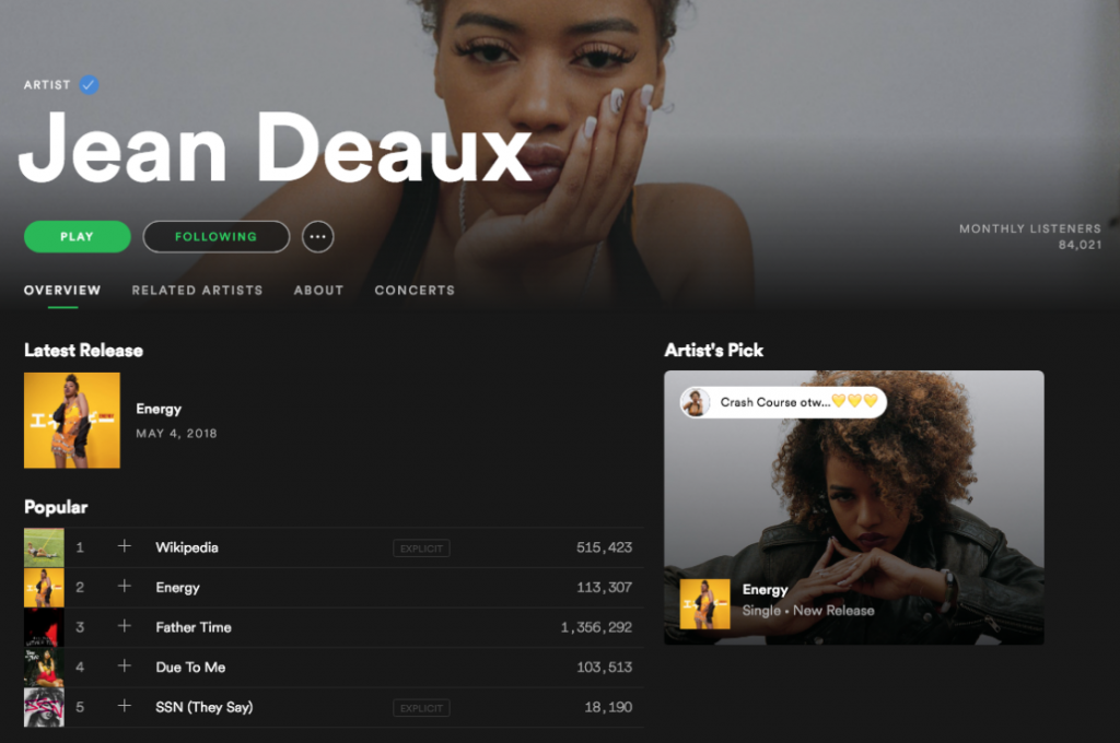 artist about page spotify