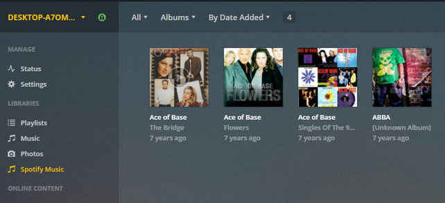 spotify music on plex