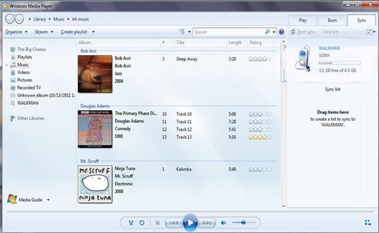 spotify to sony walkman by windows media player