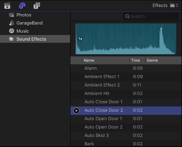 choose spotify from sound effects in final cut pro
