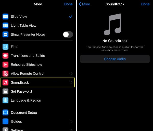 add spotify to keynote presentation on iphone