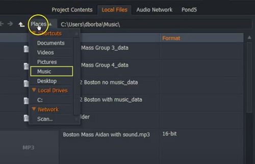 import music from spotify to lightworks
