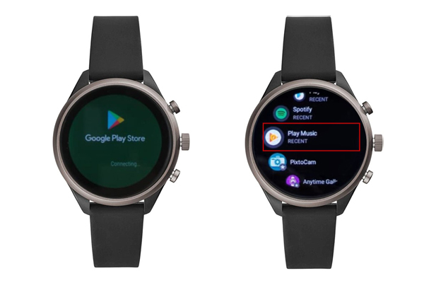 install play music for spotify on fossil sport