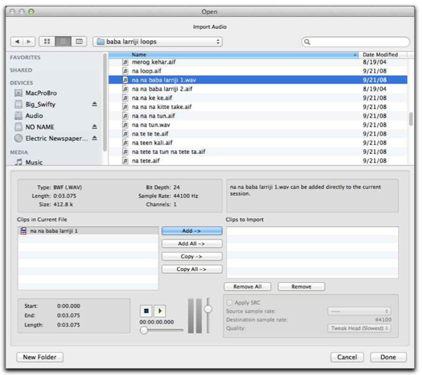 import spotify music to pro tools from local device
