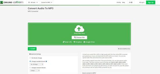 ogg to mp3 via online convert