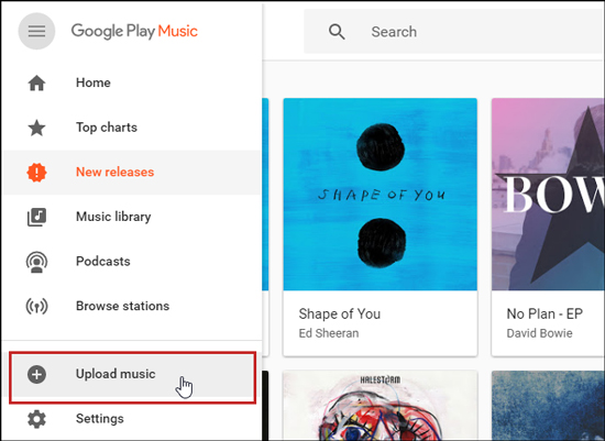 upload spotify music to google play music