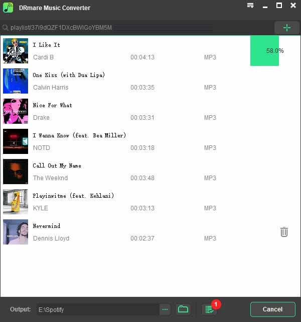 convert music from spotify using drmare