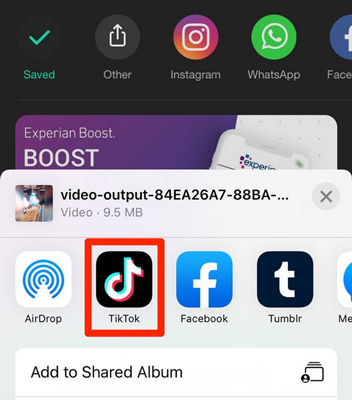 share video from inshot to tiktok