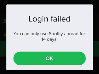 you can only use spotify abroad for 14 days