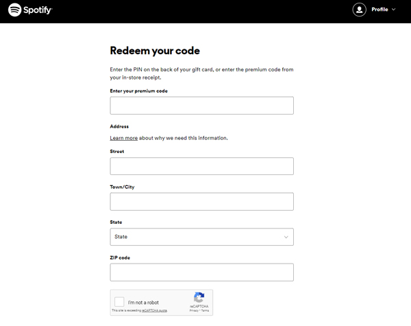 spotify code redeem