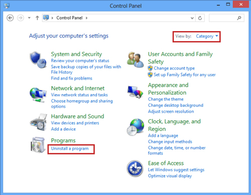 uninstall a program in control panel