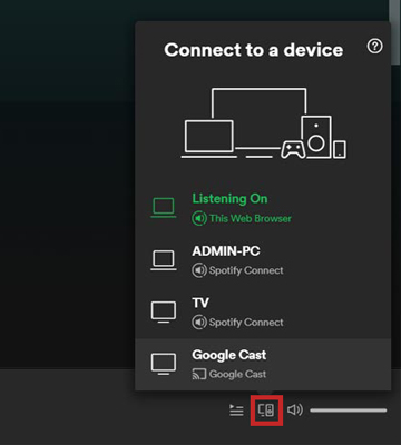 spotify connect icon on desktop