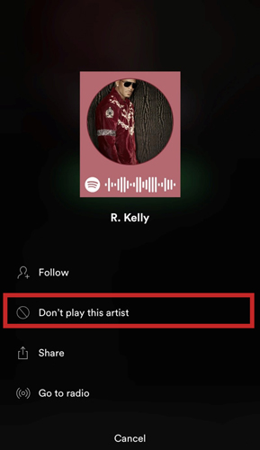 how to dislike an artist on spotify