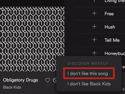 how to dislike songs on spotify desktop