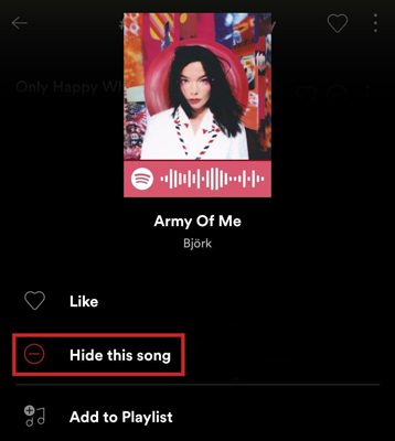 how to hide songs on spotify
