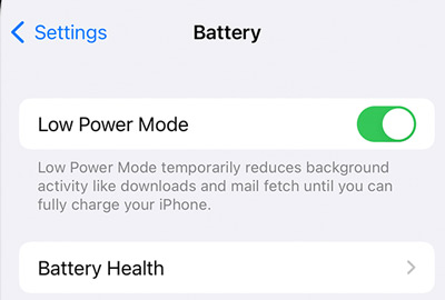 turn off low power mode on iphone