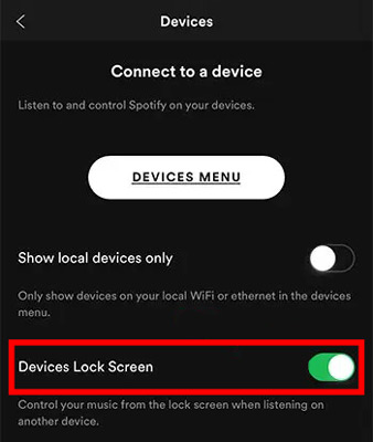 disable devices lock screen on spotify
