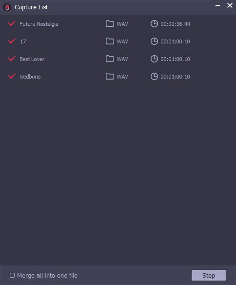 start capturing spotify music to wav