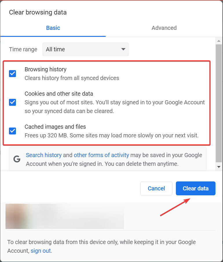 clear browsing data