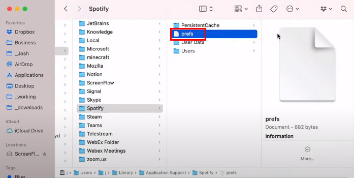 delete spotify file to fix spotify black screen mac