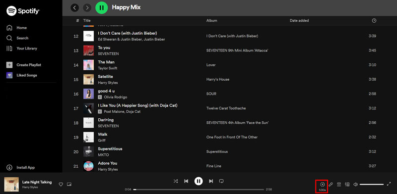 change spotify web player playback speed via chrome extension