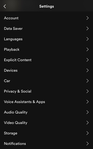 spotify settings on mobile phone