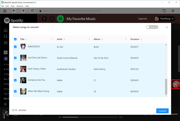add music from spotify to ukeysoft app