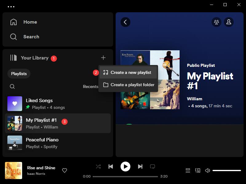 create a new playlist on spotify