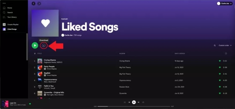 download spotify liked songs on desktop