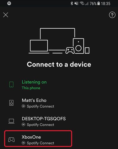 use spotify connect fro controlling xbox console