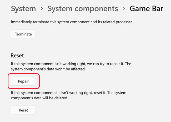 repair xbox game bar