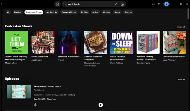 search free audiobook on spotify