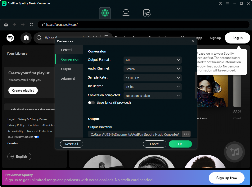 set output format